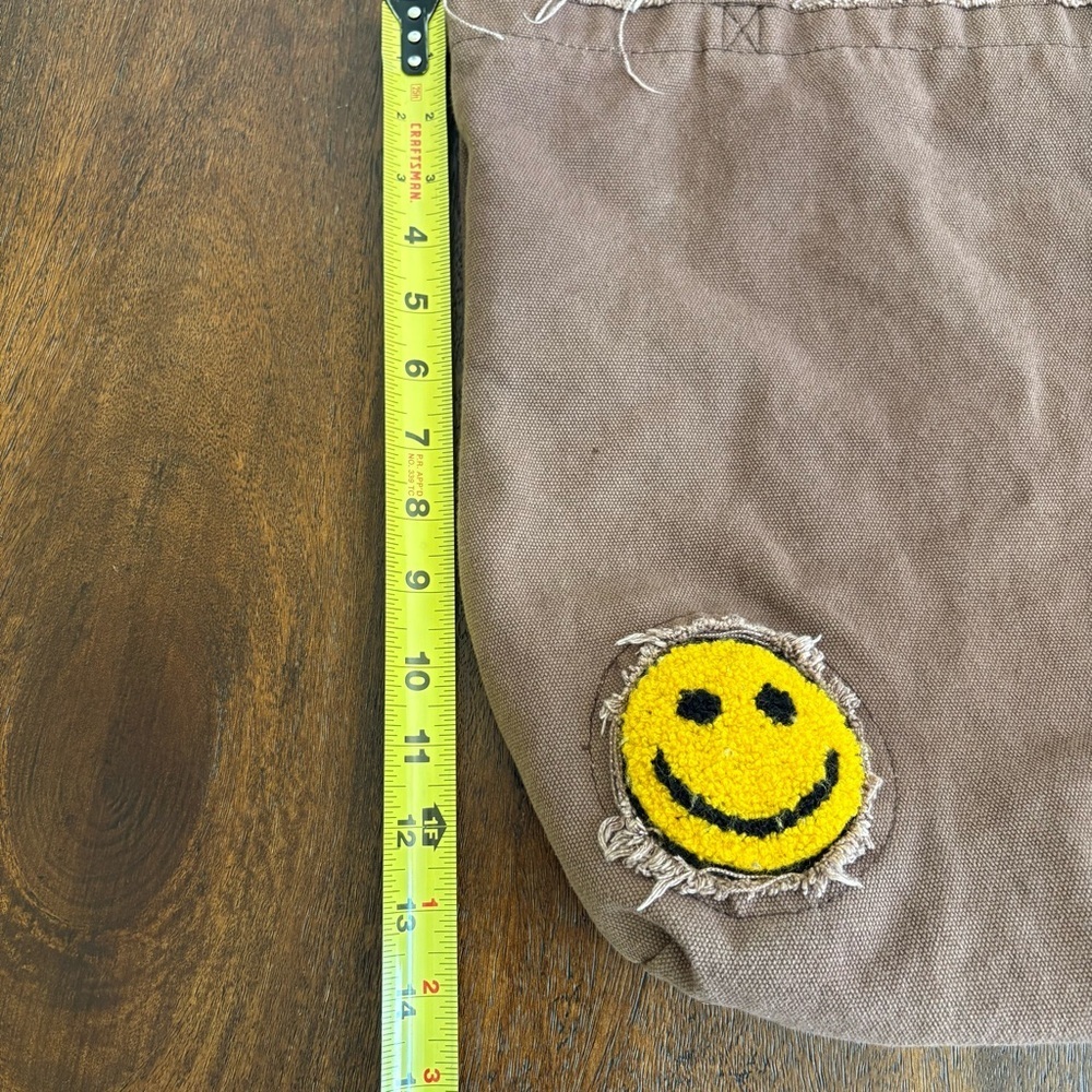 Urban Outfitters Smiley Dark Brown Canvas Tote Book Fringe Bag OS - Picture 10 of 10